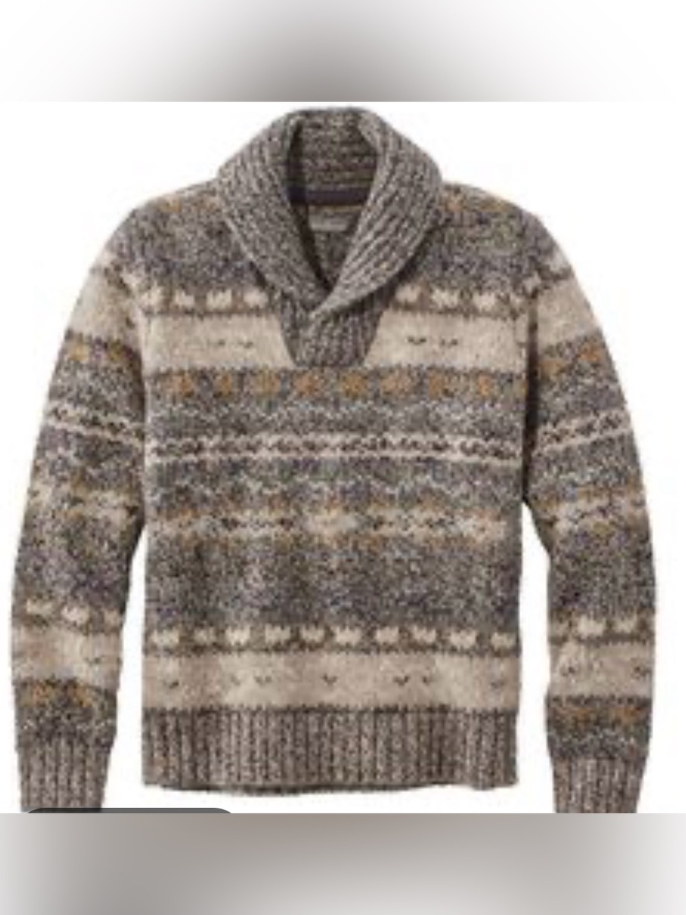 LL Bean Signature Turtleneck Fair Isle Sweater in Neutral Multi-Tone Lambswool